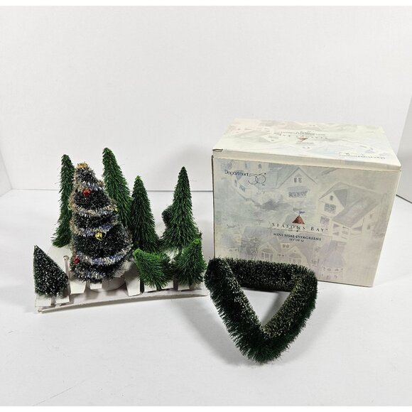 Department 56 Mini Sisal Evergreens Christmas Tree Bush Hedge Pine Trees Lot - Picture 7 of 9